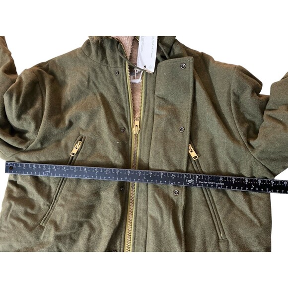 GANT Rugger Winter Parka Jacket XXL Hunter Green Wool Blend Faux Fur Hood - Picture 9 of 12